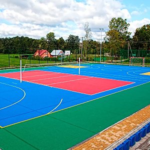 Posadzki sportowe i nawierzchnie gumowe, maty gumowe